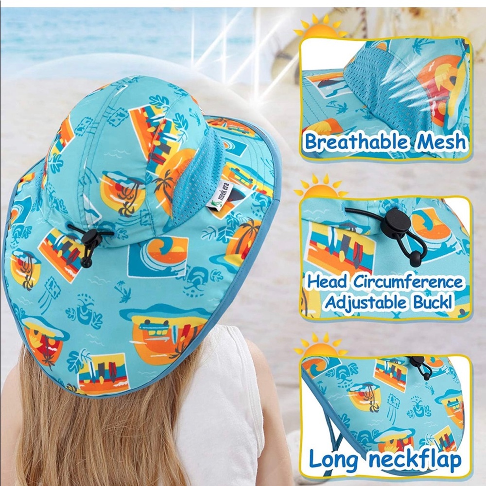XIAOHAWANG Sun Beach Hats  UPF 50+ Kids Summer Protection Cap Breathable